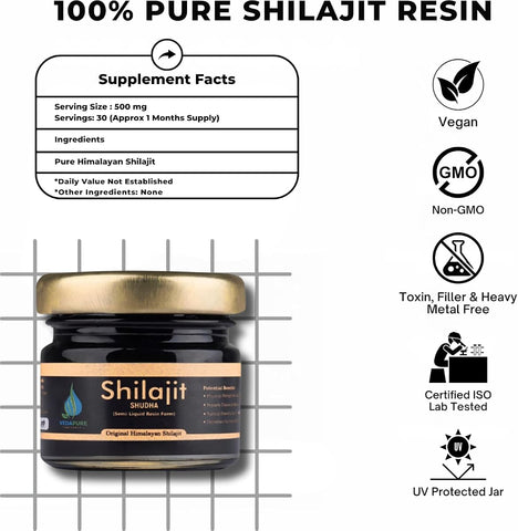 Vedapure Himalayan Shilajit Resin - Pure Ayurvedic with Fulvic Acid - 15g - Image 8