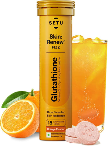 SETU Skin Renew Glutathione Tablets - 15 Effervescent Antioxidant Tablets, 500mg