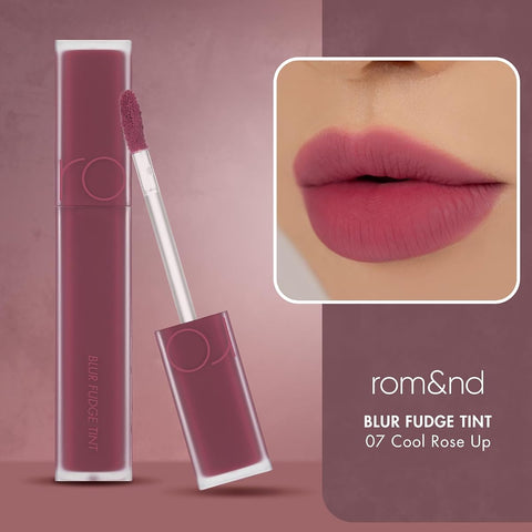 Rom&Nd Blur Fudge Tint 07 Cool Rose Up - Velvety Matte Lip Colour - Image 3