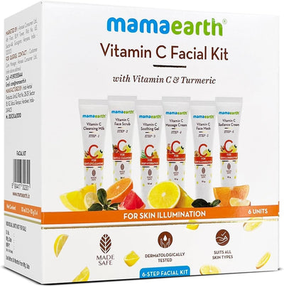 Mamaearth 6 Step Vitamin C Facial Kit with Turmeric - 60g
