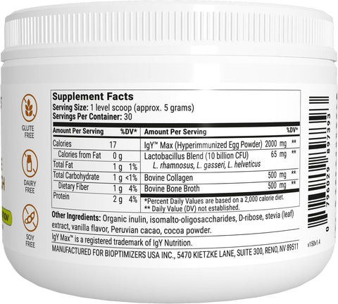 Biome Breakthrough Repair Powder Chocolate Flavor with L-Glutamine for Improves Gut Health 30 Servings 150g