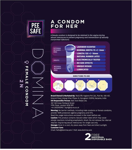 Pee Safe Domina Female Condoms - Inner Contraceptive, 2 Pack - Image 3