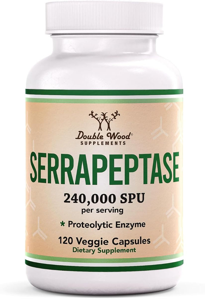 DoubleWood Serrapeptase Capsules - 240,000 SPU, 120 Vegan Capsules