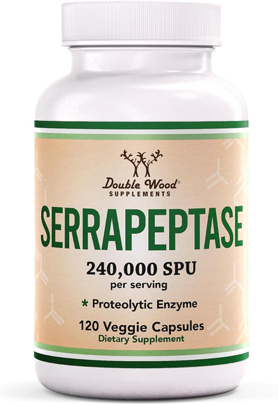 DoubleWood Serrapeptase Capsules - 240,000 SPU, 120 Vegan Capsules