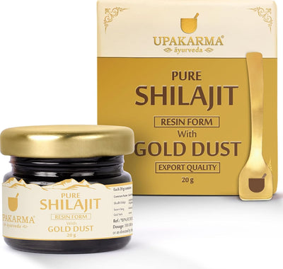 Upakarma Ayurvedic Shilajit with Gold Dust - Pure Resin 20g