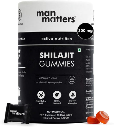 Man Matters Pure Himalayan Shilajit Gummies with KSM-66 Ashwagandha, 60 Gummies