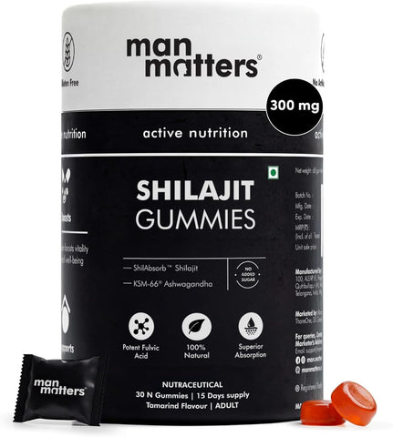 Man Matters Pure Himalayan Shilajit Gummies with KSM-66 Ashwagandha, 60 Gummies