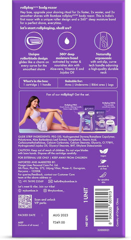Bombay Shaving Bombae Rollplay Glow Body & Bikini Razor - Aloe Vera, Jojoba Oil, Vitamin E Infused - 1 Razor with 1 Refill - Image 8