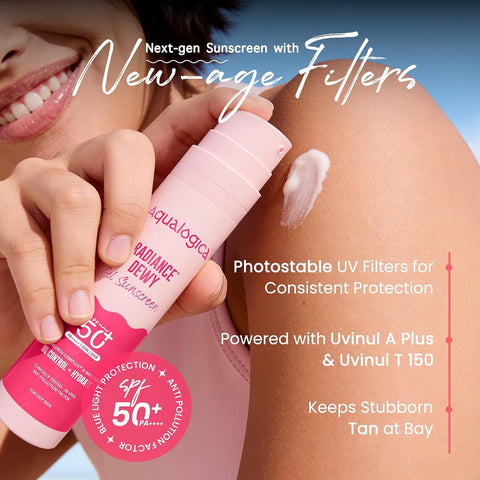 AQUALOGICA Radiance+ Dewy Sunscreen Gel SPF 50+ PA++++ - 50g - Image 6