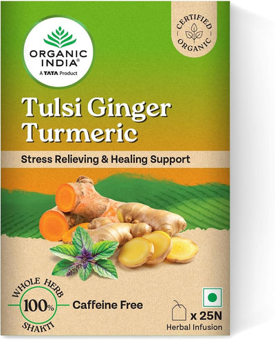 ORGANIC INDIA Tulsi Ginger Turmeric Herbal Tea - 25 Tea Bags