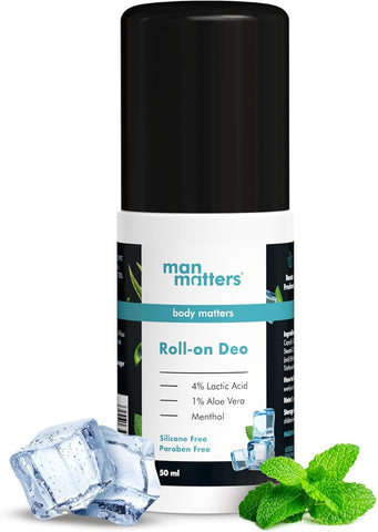 Man Matters Underarm Deodorant Roll-On with Lactic Acid & Aloe Vera - 50ml