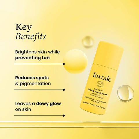 Foxtale Dewy Sunscreen SPF 70 PA++++ - Niacinamide, 15ml - Image 2