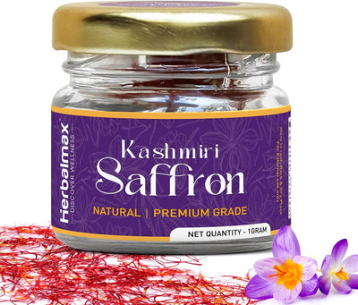 Herbal Max Kashmiri Saffron - A+++ Grade Mongra Kesar, 1g