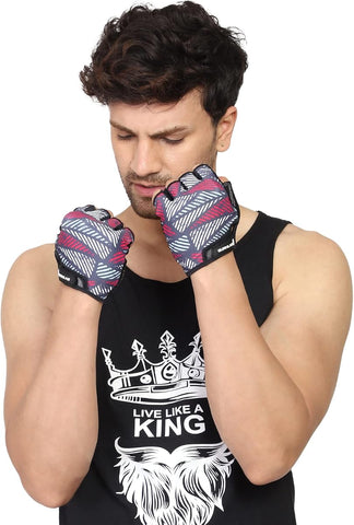 Burnlab Flex Gym Gloves - Spandex, Gel Padding, Small, White & Pink - Image 3