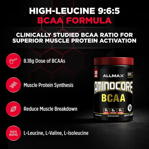 Allmax Aminocore BCAA Powder - White Grape Flavour, 315g - Image 2