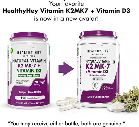 HealthyHey Natural Vitamin K2 + D3 - Non-GMO, 120 Veg Capsules - Image 2