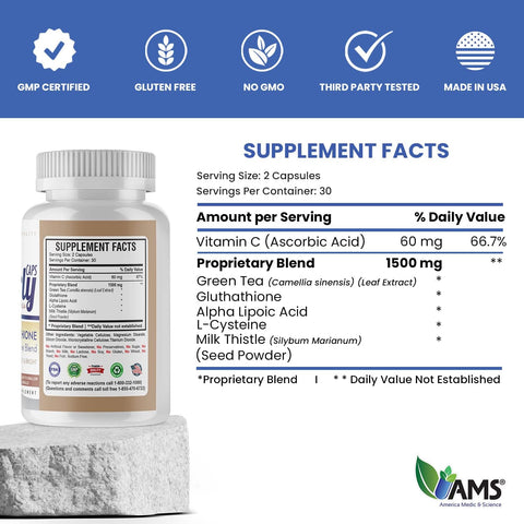 AMS Glutathione 1500Mg Cap 60S