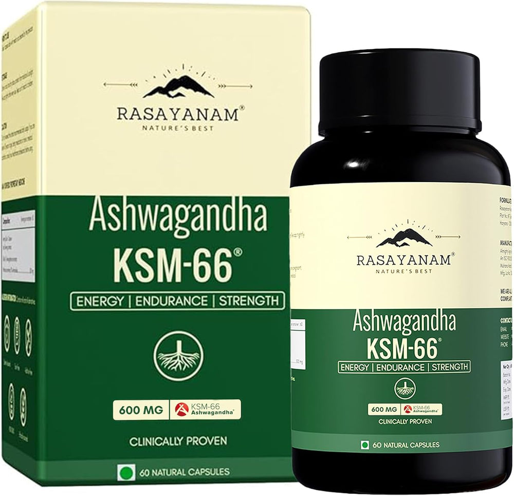 Rasayanam Ashwagandha KSM-66 Capsules - 500mg, 60 Count