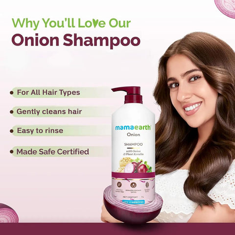 Mamaearth Onion Shampoo - Plant Keratin for Hair Fall Control - 1 Litre - Image 3