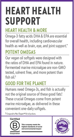 New Chapter Vegan Omega-3 Complex - Algae Oil DHA/EPA/DPA - 30 Softgels - Image 8