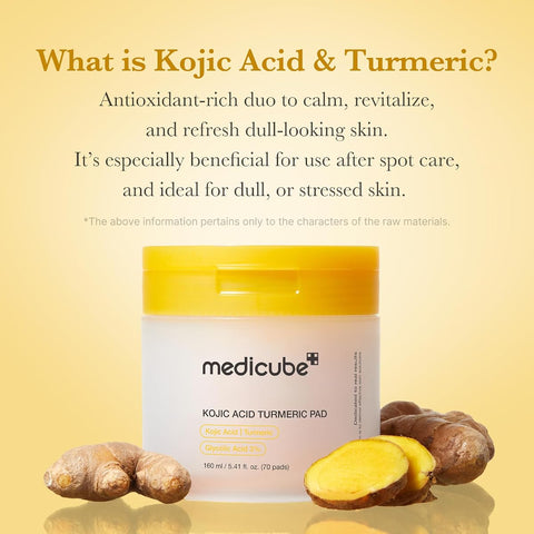 Medicube Kojic Acid Turmeric Clarifying Toner Pads for Troubled Skin - 70 Pads - Image 3