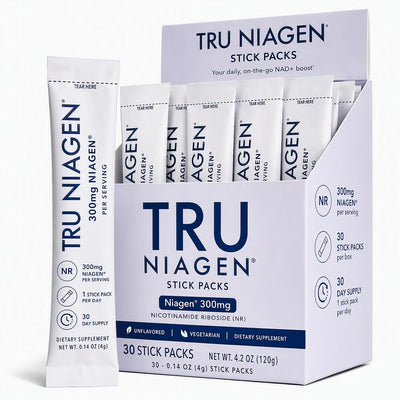 TRU NIAGEN NAD+ Booster Powder - Prebiotic & Hydration Support - 30 Sticks/300mg