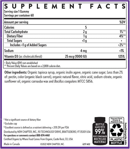 New Chapter Organic Vitamin D3+ Gummies - 1000 IU - 60 Count - Image 6