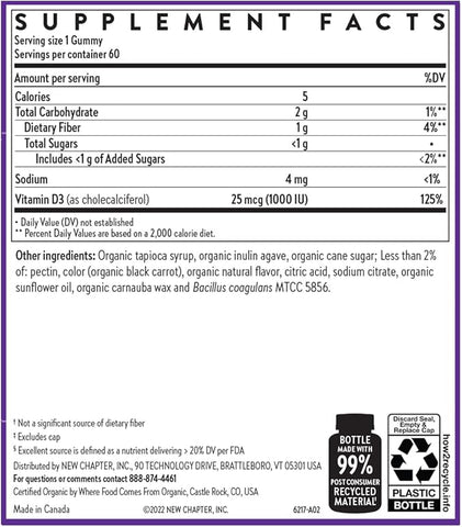 New Chapter STRENGTH SUPP VIT D3+GUMMY 60CT
