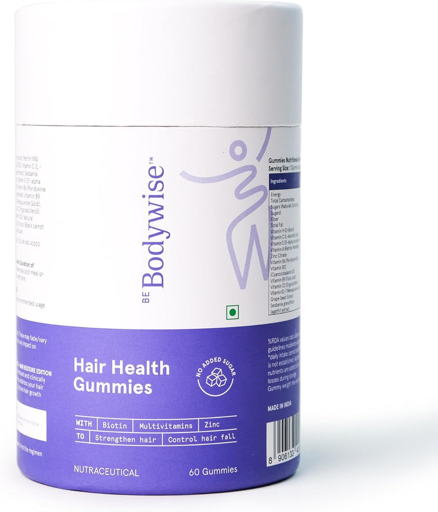 Be Bodywise Vegan Biotin Hair Gummies - Sugar-Free, 60-Day Pack