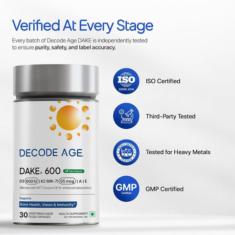 Decodeage DAKE Multivitamin - D3, K2 MK-7, A & E - 30 Capsules - Image 8