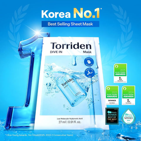 Torriden Dive In Sheet Mask with Low Molecular Hyaluronic Acid - 27ml x 10 Pack - Image 3