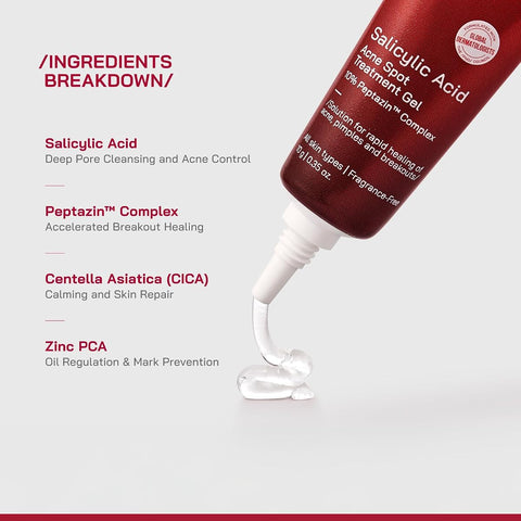 PHD Salicylic Acid Acne Spot Treatment Gel with Peptazin Complex - 10g - Image 2