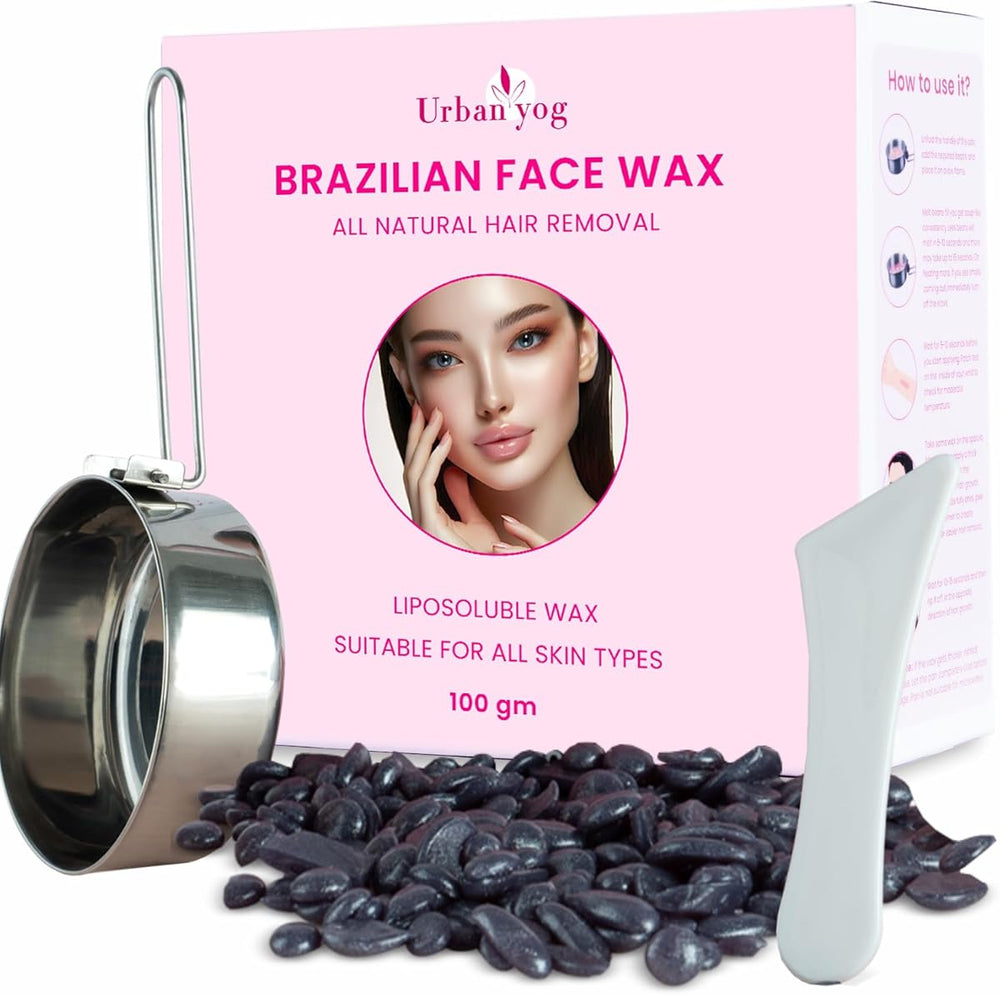 UrbanYog Brazilian Face Wax - Liposoluble, All Skin Types - 100g