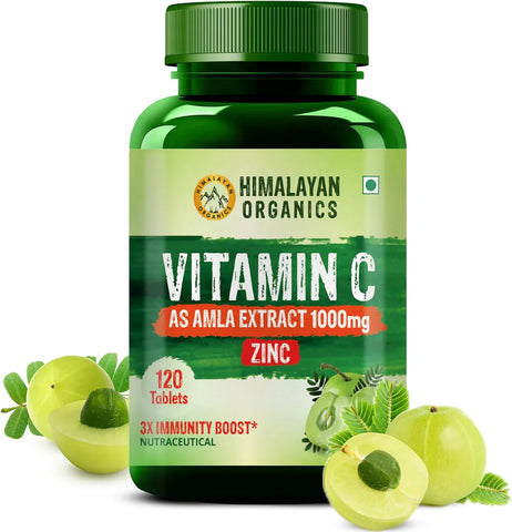 Himalayan Organics Himalayan Shilajit/Shilajeet Resin + Himalayan Organics Vitamin C as Amla Extract 1000mg Zinc 120 Tablets + Himalayan Organics Ashwagandha 1000mg 120 Tablets