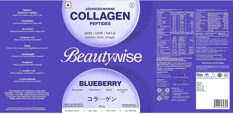 Beautywise Advanced Marine Collagen Proteins Powder with Hyaluronic Acid & Biotin - Blueberry, 250g - Image 4