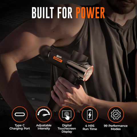 Beardo Deep Tissue Massage Gun - 99 Modes, Rechargeable, 4-Hour Battery - Image 3