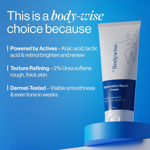Be Bodywise Pigmentation Cream with Lactic Acid, Retinol & Kojic Acid - 100g - Image 6