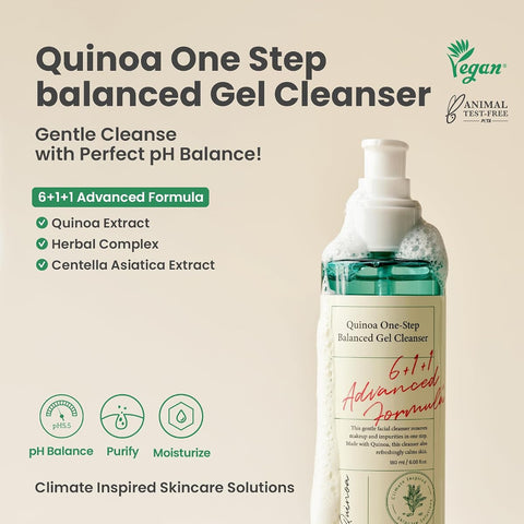 AXIS-Y Quinoa One-Step Balanced Gel Cleanser - Gentle, Soothing with Centella & Green Tea - 180ml - Image 2
