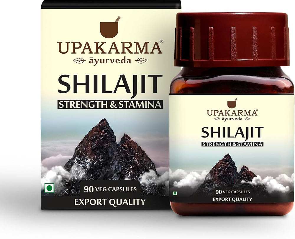 Upakarma Ayurveda Shilajit Capsules - 100% Pure, 1200mg Daily Dosage, 90 Veg Capsules