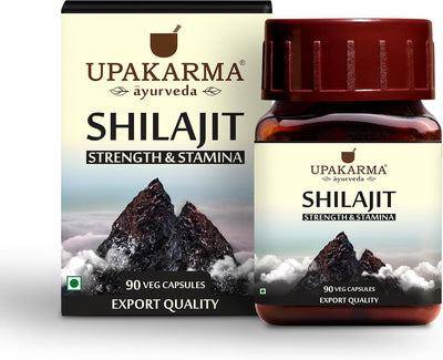 Upakarma Ayurveda Shilajit Capsules - 100% Pure, 1200mg Daily Dosage, 90 Veg Capsules