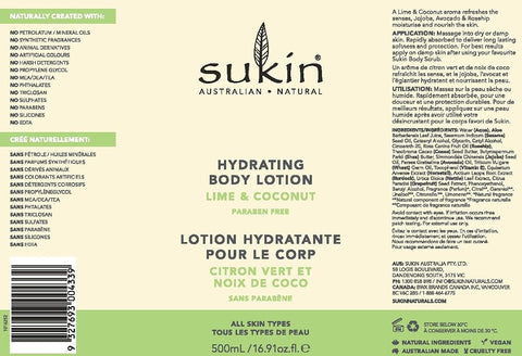 Sukin Hydrating Body Lotion - Lime & Coconut, 500 ml - Image 2