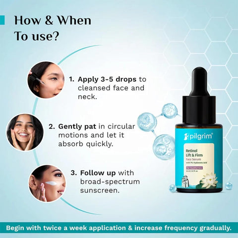 Pilgrim Retinol & Hyaluronic Acid Face Serum, Lift & Firm - 30ml - Image 6