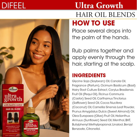 Difeel Ultra Hair Growth Oil - Basil & Castor Oil - 74ml - Image 8