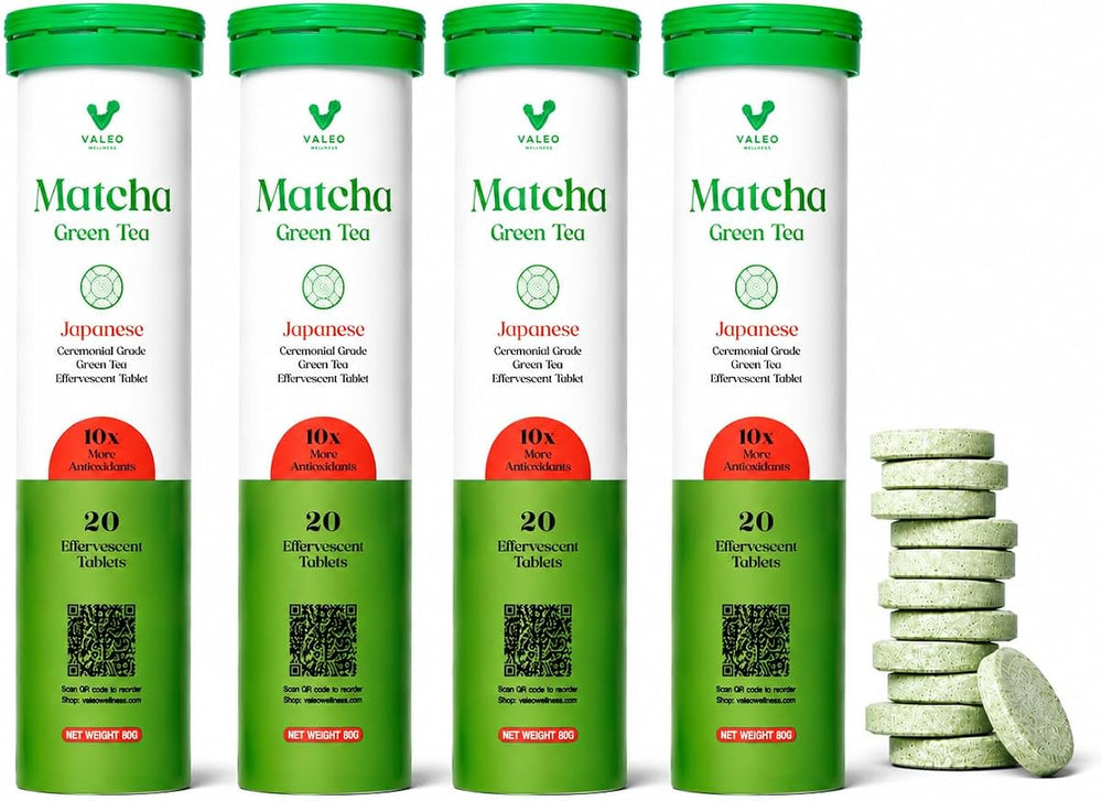 Valeo Matcha Green Tea Effervescent Tablets - Organic, Gluten-Free - 20 Pack