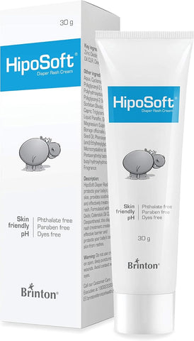 Brinton HipoSoft Diaper Rash Cream - Natural Blend with Zinc Oxide, 30g