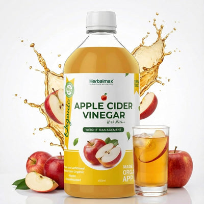 Herbal Max Unfiltered Apple Cider Vinegar - Raw, With The Mother - 450mL