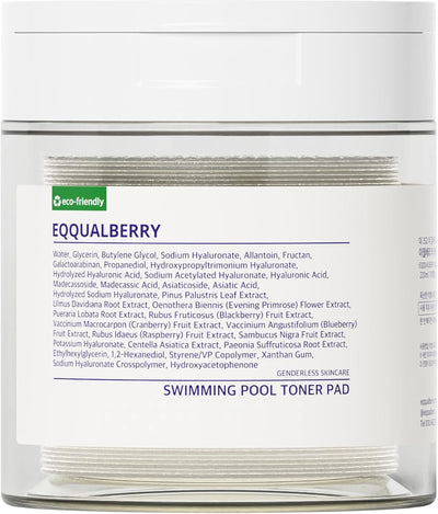 Eqqualberry Swimming Pool Toner Pads with Hyaluronic Acid & Plant Extracts - 70 Sheets