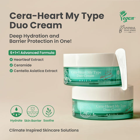 AXIS-Y Cera-Heart My Type Duo Face Moisturiser - Dual Cream with Heartleaf & Ceramide, 60ml - Image 2