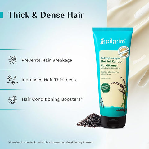 Pilgrim Redensyl & Anagain Hairfall Control Conditioner with Korean Black Rice - 200ml - Image 2