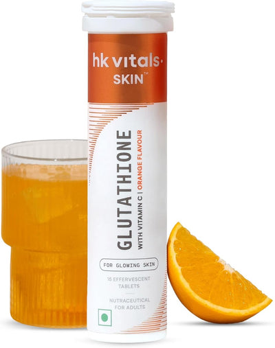 HK Vitals Glutathione Effervescent Tablets - L-Glutathione, Vitamin C & E, 15 Tablets